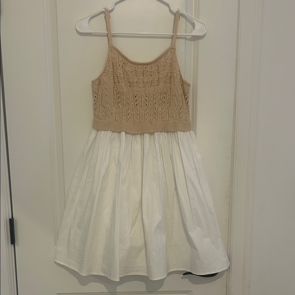 Altar'd State Beige and White Crochet Dress